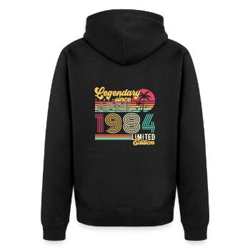 April 1984 Legendary Vintage Birthday Gift - Unisex Premium Organic Zip Hoodie - black - Back - Nico (187cm)