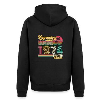 Avril 1974 légendaire Vintage cadeau d’anniversaire - Veste à capuche bio Premium Unisexe - noir - Dos - Nico (187cm)