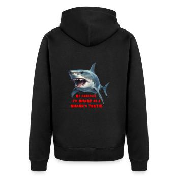 Scharf wie ein Hai - Unisex Premium Bio Zip Hoodie - Schwarz - Hinten - Nico (187cm)