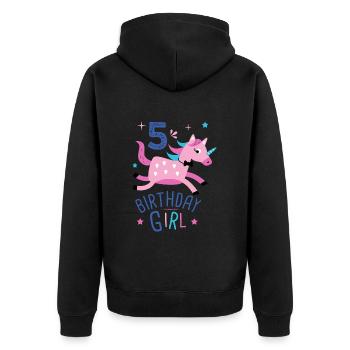 5. Geburtstag Mädchen 5 Jahre Licorn Einhorn - Unisex Premium Bio Zip Hoodie - Schwarz - Hinten - Nico (187cm)