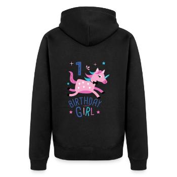 1 Geburtstagskind 1 Jahr Licorn Einhorn - Unisex Premium Bio Zip Hoodie - Schwarz - Hinten - Nico (187cm)
