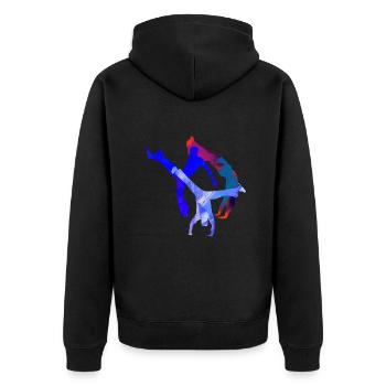 Capoeira,Sports,Graffiti,Coloré,Peinture - Veste à capuche bio Premium Unisexe - noir - Dos - Nico (187cm)