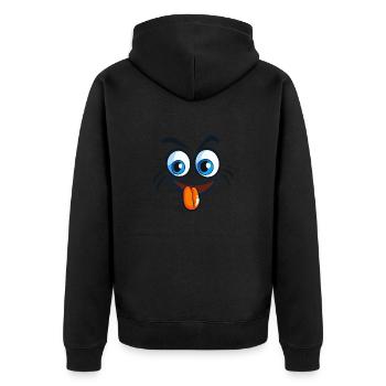 visage content, heureux, cartoon - Veste à capuche bio Premium Unisexe - noir - Dos - Nico (187cm)