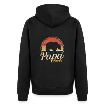 Papa Bear Retro - Unisex Premium Organic Zip Hoodie - black - Back - Nico (187cm)