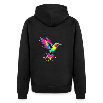 Liebe bunte Kolibris Tie Dye Kolibri - Unisex Premium Bio Zip Hoodie - Schwarz - Hinten - Nico (187cm)