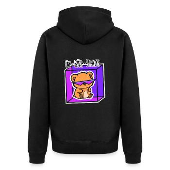 Der kleine Bär ist im Cyberspace! - Unisex Premium Bio Zip Hoodie - Schwarz - Hinten - Nico (187cm)