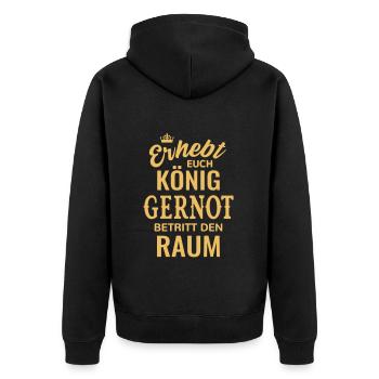 Name Gernot Geschenkidee Geburtstag lustig König - Unisex Premium Bio Zip Hoodie - Schwarz - Hinten - Nico (187cm)