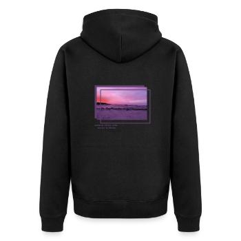 Sonne Meer nichts Mehr - Unisex Premium Bio Zip Hoodie - Schwarz - Hinten - Nico (187cm)