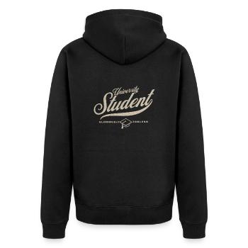 Univeristy Student - Gloriously jobless Vintage - Unisex Premium Bio Zip Hoodie - Schwarz - Hinten - Nico (187cm)
