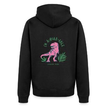 Jurassic Park T-Rex I'm A-ROAR-ABLE - Veste à capuche bio Premium Unisexe - noir - Dos - Nico (187cm)