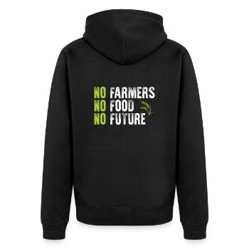 No Farmers No Food No Future Farmer Farmer Demo - Unisex Premium Organic Zip Hoodie - black - Back - Nico (187cm)