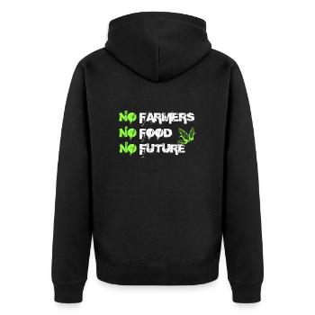 No Farmers No Food No Future - Unisex Premium Bio Zip Hoodie - Schwarz - Hinten - Nico (187cm)