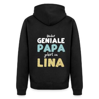 Dieser Geniale Papa Gehört Zu Lina - Unisex Premium Bio Zip Hoodie - Schwarz - Hinten - Nico (187cm)