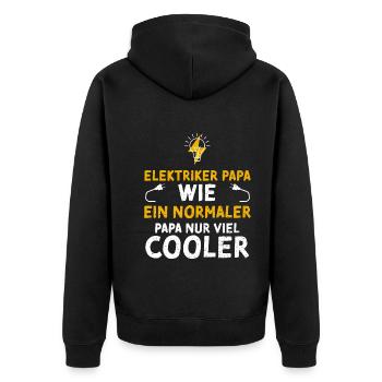 Elektriker Papa Wie Ein Normaler... - Unisex Premium Bio Zip Hoodie - Schwarz - Hinten - Nico (187cm)