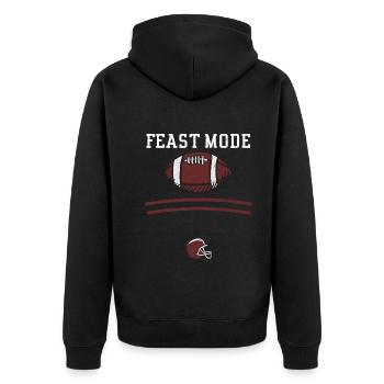 Feast Mode - Football - Unisex Premium Bio Zip Hoodie - Schwarz - Hinten - Nico (187cm)