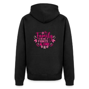 In dieser Familie kämpft niemand alleine gegen Brustkrebs - Unisex Premium Bio Zip Hoodie - Schwarz - Hinten - Nico (187cm)