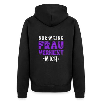 Lustiger Hexe Hexen Halloween Spruch - Unisex Premium Bio Zip Hoodie - Schwarz - Hinten - Nico (187cm)