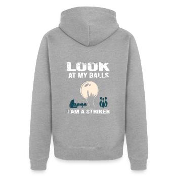 Bowling Bowling ball "striker" pin xxx bowlingpro - Unisex Premium Organic Zip Hoodie - heather grey - Back - Nico (187cm)
