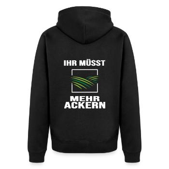 Traktor Traktorfahrer "Ackern" Schlepper Bauernhof - Unisex Premium Bio Zip Hoodie - Schwarz - Hinten - Nico (187cm)