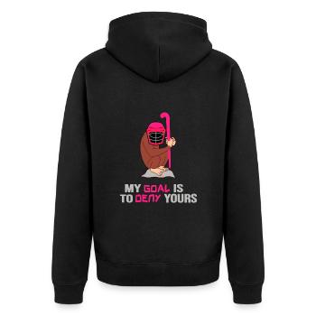 Feldhockey Hockey-Goalie Hockeyplatz Hockey - Unisex Premium Bio Zip Hoodie - Schwarz - Hinten - Nico (187cm)