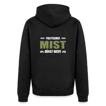 Landwirt Demo Bauern Politischer Mist Düngt Nicht - Unisex Premium Bio Zip Hoodie - Schwarz - Hinten - Nico (187cm)