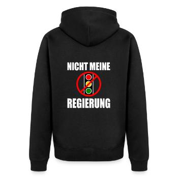 Nicht meine regierung - Unisex Premium Bio Zip Hoodie - Schwarz - Hinten - Nico (187cm)