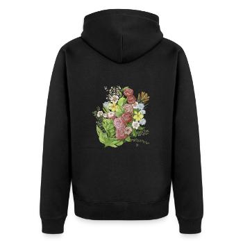 Blumen - Unisex Premium Bio Zip Hoodie - Schwarz - Hinten - Nico (187cm)