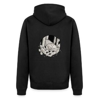 Sleepy Fox - Unisex Premium Bio Zip Hoodie - Schwarz - Hinten - Nico (187cm)