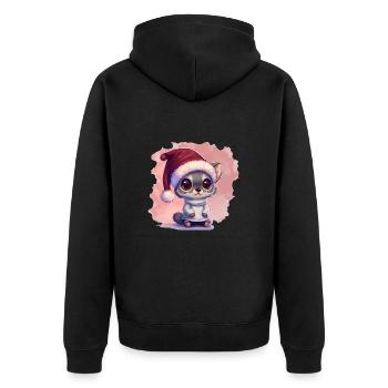 Chat de Noël, mignon et mignon avec une casquette - Veste à capuche bio Premium Unisexe - noir - Dos - Nico (187cm)