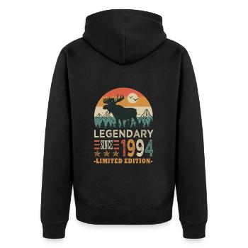 1994 legendary anniversaire Né en 1994 - Veste à capuche bio Premium Unisexe - noir - Dos - Nico (187cm)
