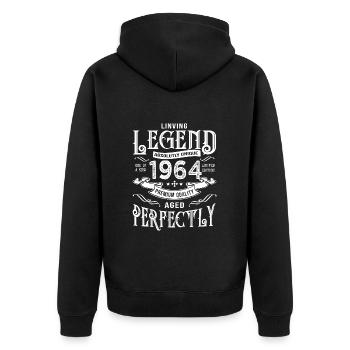 1964 anniversaire vintage né en 1964 - Veste à capuche bio Premium Unisexe - noir - Dos - Nico (187cm)
