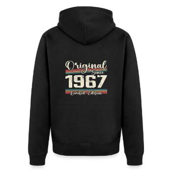 1967 Cadeau D’anniversaire Rétro Vintage 1967 - Veste à capuche bio Premium Unisexe - noir - Dos - Nico (187cm)