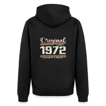 1972 Cadeau D’anniversaire Rétro Vintage 1972 - Veste à capuche bio Premium Unisexe - noir - Dos - Nico (187cm)