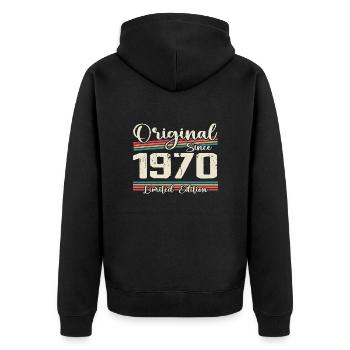1970 Cadeau D’anniversaire Rétro Vintage 1970 - Veste à capuche bio Premium Unisexe - noir - Dos - Nico (187cm)