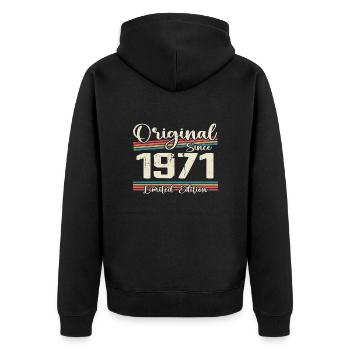 1971 Cadeau D’anniversaire Rétro Vintage 1971 - Veste à capuche bio Premium Unisexe - noir - Dos - Nico (187cm)