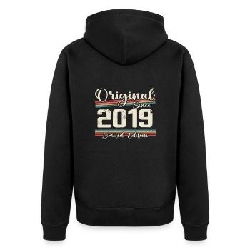 2019 Vintage Retro Geburtstagsgeschenk 2019 - Unisex Premium Bio Zip Hoodie - Schwarz - Hinten - Nico (187cm)