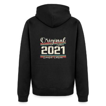 2021 Vintage Retro Geburtstagsgeschenk 2021 - Unisex Premium Bio Zip Hoodie - Schwarz - Hinten - Nico (187cm)