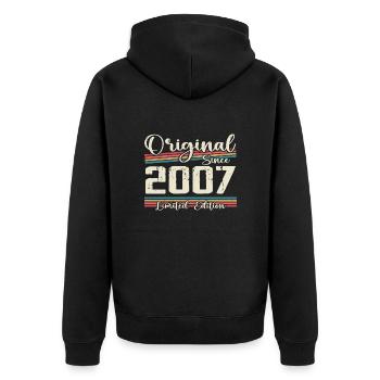 2007 Vintage Retro Geburtstagsgeschenk 2007 - Unisex Premium Bio Zip Hoodie - Schwarz - Hinten - Nico (187cm)