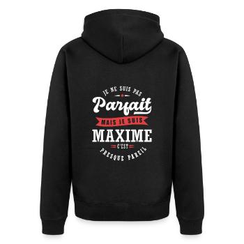 Maxime Parfait Cadeau prenom maxime - Veste à capuche bio Premium Unisexe - noir - Dos - Nico (187cm)