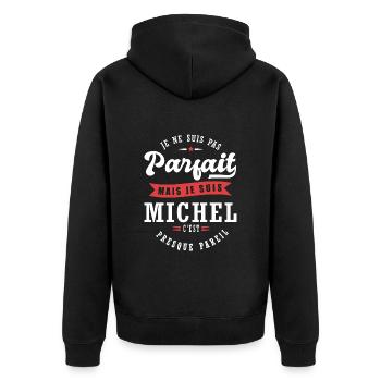 Michel Parfait Cadeau prenom michel - Veste à capuche bio Premium Unisexe - noir - Dos - Nico (187cm)