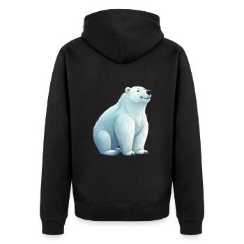 Niedlicher Eisbär für Kinder für Kinder - Unisex Premium Bio Zip Hoodie - Schwarz - Hinten - Nico (187cm)