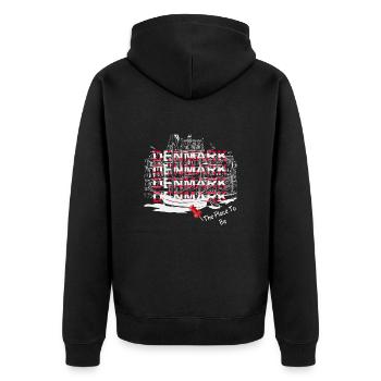 Denmark - The Place To Be - Unisex Premium Organic Zip Hoodie - black - Back - Nico (187cm)