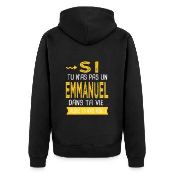 Emmanuel Si tu n as pas Cadeau emmanuel - Veste à capuche bio Premium Unisexe - noir - Dos - Nico (187cm)