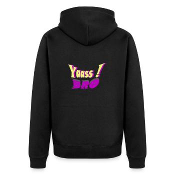 YAASS BRO - Unisex Premium Bio Zip Hoodie - Schwarz - Hinten - Nico (187cm)