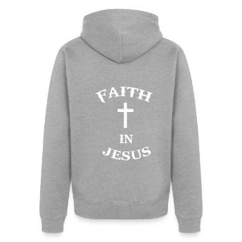 Jésus-Christ Foi Religion Dieu Disant Croix - Veste à capuche bio Premium Unisexe - gris chiné - Dos - Nico (187cm)