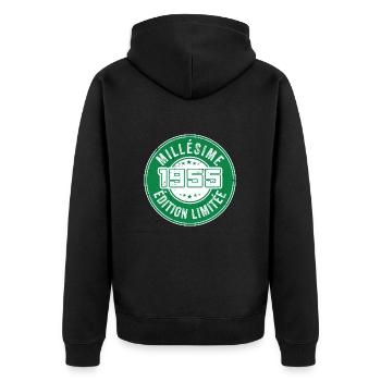 Millésime 1955 | édition limitée Anniversaire 1955 - Veste à capuche bio Premium Unisexe - noir - Dos - Nico (187cm)