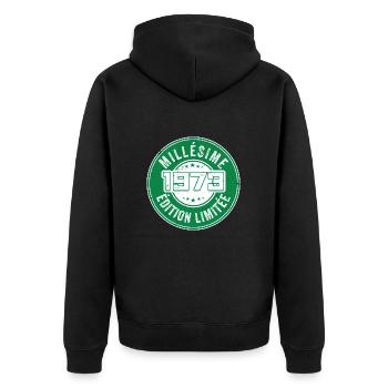 Millésime 1973 | édition limitée Anniversaire 1973 - Veste à capuche bio Premium Unisexe - noir - Dos - Nico (187cm)