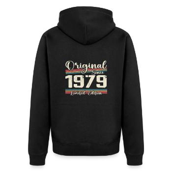 1979 Cadeau D’anniversaire Rétro Vintage 1979 - Veste à capuche bio Premium Unisexe - noir - Dos - Nico (187cm)