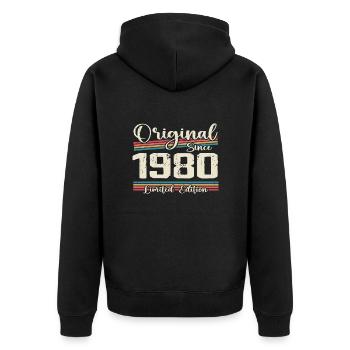 1980 Cadeau D’anniversaire Rétro Vintage 1980 - Veste à capuche bio Premium Unisexe - noir - Dos - Nico (187cm)