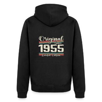1955 Vintage Retro Geburtstagsgeschenk 1955 - Unisex Premium Bio Zip Hoodie - Schwarz - Hinten - Nico (187cm)